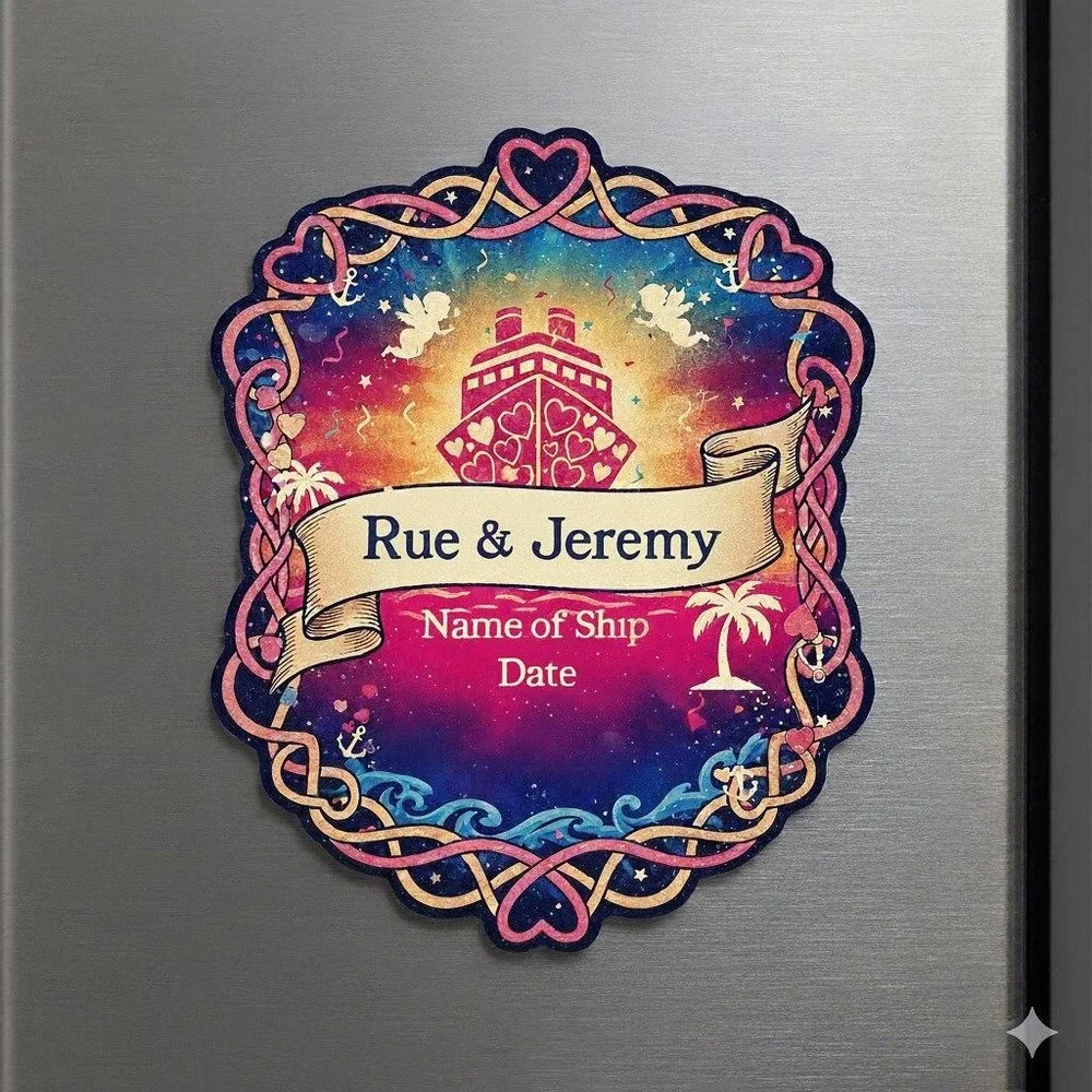 Cruise Door Magnet Valentine Cruise Carnival of Love Personalized Names & Dates